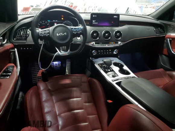2022 Kia Stinger GT2 with VIN KNAE55LC8N6106126, listed as a Copart auction lot 42525165 with 49,829 mi miles and Salvage Title. Bid and sale history available at DreamBid. Image 8.