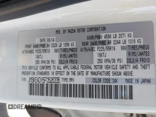 2015 Mazda CX-5 Grand Touring with VIN JM3KE4DY5F0526335, listed as a IAAI auction lot 41756046 with 1 mi miles. Bid and sale history available at carsss.com. Image 9.
