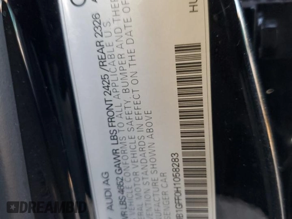 2017 Audi S3 Premium Plus z VIN WAUB1GFF0H1058283, wystawiony jako Copart lot #88497225 z przebiegiem 67 048 mil mil oraz Szkoda całkowita • Salvage title. Historia ofert i sprzedaży dostępna na DreamBid. Obrazek 12.