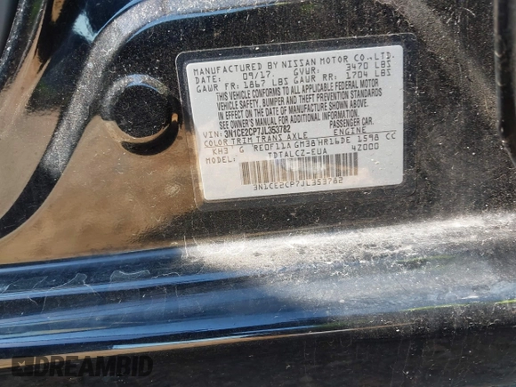 2018 Nissan Note SV with VIN 3N1CE2CP7JL353782, listed as a IAAI auction lot 41817279 with 68,998 mi miles and . Bid and sale history available at DreamBid. Image 9.