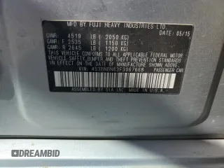 2015 Subaru Legacy Limited with VIN 4S3BNBN63F3067668, listed as a Copart auction lot 65607345 with 115,335 mi miles and Salvage title. Bid and sale history available at DreamBid. Image 12.