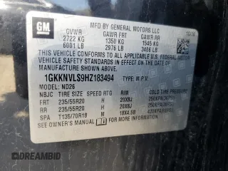 2017 GMC Acadia SLT z VIN 1GKKNVLS9HZ183494, wystawiony jako Copart lot #53958315 z przebiegiem 158 807 mil mil oraz Nie do naprawy • Non repairable. Historia ofert i sprzedaży dostępna na DreamBid. Obrazek 13.