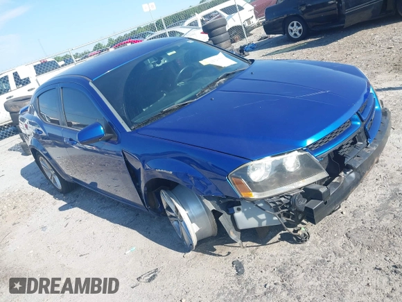 2014 Dodge Avenger SXT z VIN 1C3CDZCG7EN201911, wystawiony jako IAAI lot #42323606 z przebiegiem 149 714 mil mil oraz . Historia ofert i sprzedaży dostępna na DreamBid. Obrazek 1.