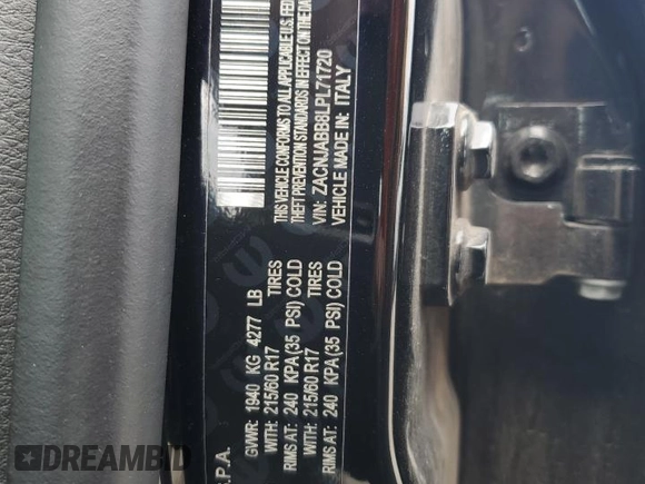 2020 Jeep Renegade Altitude with VIN ZACNJABB8LPL71720, listed as a Copart auction lot 56485415 with 89,861 mi miles and Salvage title. Bid and sale history available at DreamBid. Image 12.