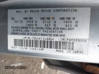 2010 Mazda 3 i Sport with VIN JM1BL1SG4A1348864, listed as a IAAI auction lot 42126108 with 166,531 mi miles and . Bid and sale history available at carsss.com. Image 9.