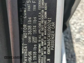 2006 Hyundai Accent GLS z VIN KMHCN46C46U060741, wystawiony jako Copart lot #59560575 z przebiegiem 93 966 mil mil oraz Szkoda całkowita • Salvage title. Historia ofert i sprzedaży dostępna na DreamBid. Obrazek 12.