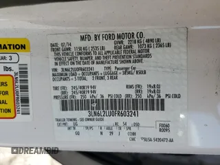 2015 Lincoln MKZ Hybrid with VIN 3LN6L2LU0FR603241, listed as a Copart auction lot 60703135 with 92,181 mi miles and Clean title. Bid and sale history available at DreamBid. Image 12.