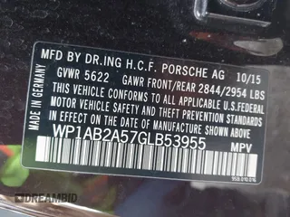 2016 Porsche Macan S with VIN WP1AB2A57GLB53955, listed as a IAAI auction lot 42150941 with 82,613 mi miles and . Bid and sale history available at DreamBid. Image 9.