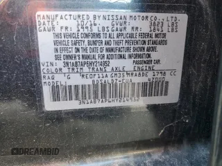 2017 Nissan Sentra S with VIN 3N1AB7AP6HY214952, listed as a Copart auction lot 46545835 with 86,144 mi miles and Salvage Title. Bid and sale history available at DreamBid. Image 13.