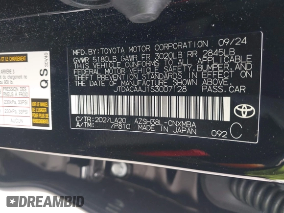 2025 Toyota Crown XLE z VIN JTDACAAJ1S3007128, wystawiony jako IAAI lot #42217220 z przebiegiem 2016 mil mil oraz . Historia ofert i sprzedaży dostępna na DreamBid. Obrazek 9.