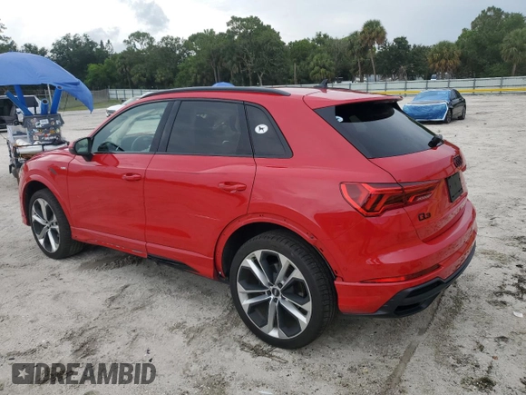 2021 Audi Q3 S line Premium Plus with VIN WA1EECF37M1006141, listed as a Copart auction lot 63611225 with 43,996 mi miles and Non repairable. Bid and sale history available at DreamBid. Image 2.