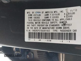2014 Honda Accord Sport with VIN 1HGCR2F57EA091403, listed as a IAAI auction lot 41919375 with 170,743 mi miles and . Bid and sale history available at DreamBid. Image 9.