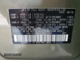 2017 Subaru Outback Premium with VIN 4S4BSACC7H3237668, listed as a Copart auction lot 59991495 with 169,564 mi miles and Salvage title. Bid and sale history available at DreamBid. Image 14.