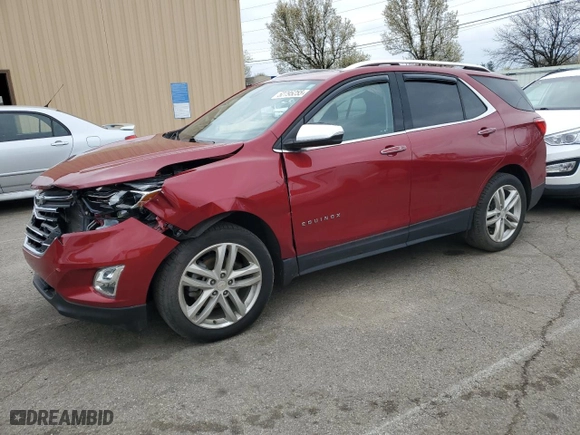 2020 Chevrolet Equinox Premier with VIN 3GNAXYEX4LS639801, listed as a Copart auction lot 52795255 with 53,928 mi miles and Salvage Title. Bid and sale history available at carsss.com. Image 1.