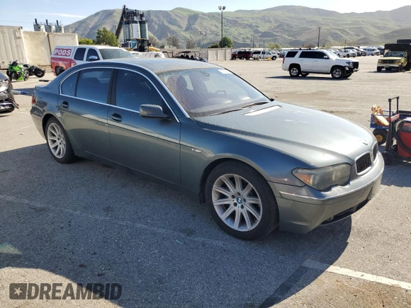 2002 BMW 7 Series 745Li with VIN WBAGN63422DR03230, listed as a Copart auction lot 47386325 with 187,235 mi miles and Salvage Title. Bid and sale history available at carsss.com. Image 4.