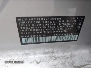 2019 Volkswagen Golf SEL Premium with VIN WVWPR7AU3KW908778, listed as a IAAI auction lot 42136721 with 25,024 mi miles and . Bid and sale history available at DreamBid. Image 9.