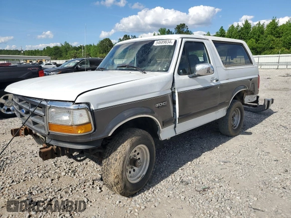 1993 Ford Bronco XL with VIN 1FMEU15N1PLB26957, listed as a Copart auction lot 54689034 with Not provided miles and Salvage title. Bid and sale history available at DreamBid. Image 1.