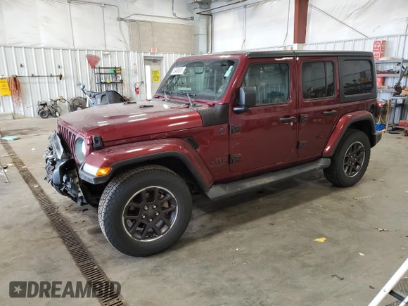 2021 Jeep Wrangler Unlimited Willys with VIN 1C4HJXDN9MW680787, listed as a Copart auction lot 53490605 with 65,122 mi miles and Salvage Title. Bid and sale history available at DreamBid. Image 1.