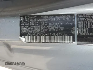 2004 BMW 3 Series 330Ci with VIN WBABW53414PL44756, listed as a Copart auction lot 59993145 with 105,596 mi miles and Salvage title. Bid and sale history available at DreamBid. Image 13.