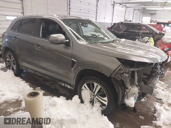 2022 Mitsubishi Outlander Sport ES with VIN JA4ARUAU7NU009162, listed as a IAAI auction lot 41224094 with 59,301 mi miles. Bid and sale history available at carsss.com. Image 1.