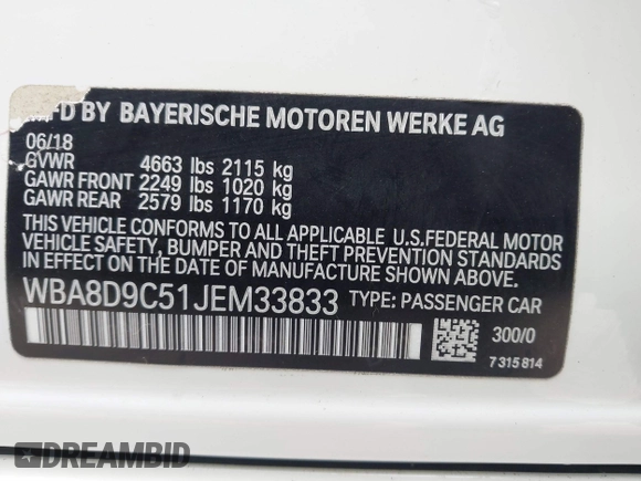 2018 BMW 3 Series 330i xDrive z VIN WBA8D9C51JEM33833, wystawiony jako IAAI lot #41565351 z przebiegiem 31 729 mil mil oraz . Historia ofert i sprzedaży dostępna na DreamBid. Obrazek 9.