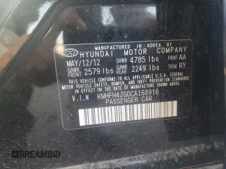 2012 Hyundai Azera with VIN KMHFH4JG0CA168916, listed as a Copart auction lot 53183675 with 227,570 mi miles and Clean Title. Bid and sale history available at carsss.com. Image 13.