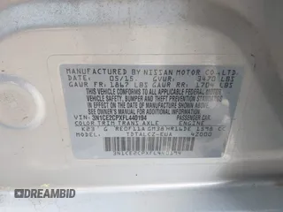 2015 Nissan Note SV with VIN 3N1CE2CPXFL440194, listed as a IAAI auction lot 42112943 with 95,623 mi miles and . Bid and sale history available at DreamBid. Image 9.