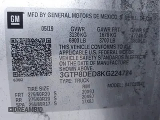 2019 GMC Sierra 1500 SLT z VIN 3GTP8DED8KG224724, wystawiony jako IAAI lot #41389124 z przebiegiem 118 106 mil mil oraz . Historia ofert i sprzedaży dostępna na DreamBid. Obrazek 9.