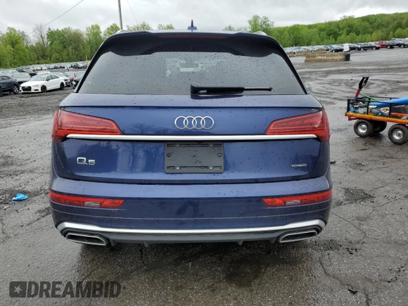 2023 Audi Q5 S line Premium with VIN WA1GAAFYXP2157574, listed as a Copart auction lot 55911315 with 17,830 mi miles and Salvage title. Bid and sale history available at DreamBid. Image 6.
