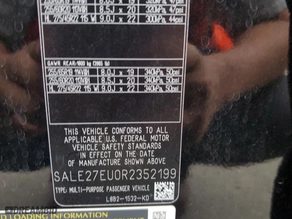 2024 Land Rover Defender X-Dynamic SE with VIN SALE27EU0R2352199, listed as a Copart auction lot 80959384 with 2,435 mi miles and Salvage Title. Bid and sale history available at carsss.com. Image 14.