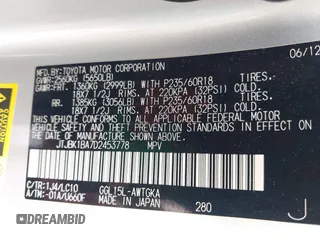 2013 Lexus RX 350 with VIN JTJBK1BA7D2453778, listed as a IAAI auction lot 42288745 with 136,011 mi miles and . Bid and sale history available at DreamBid. Image 9.