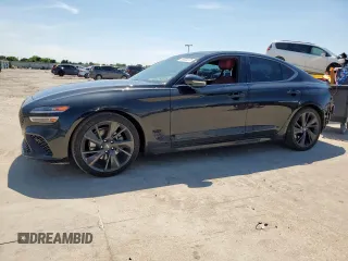 2023 Genesis G70 2.0T with VIN KMTG34TA1PU114966, listed as a Copart auction lot 58833225 with 32,546 mi miles and Salvage title. Bid and sale history available at DreamBid. Image 1.