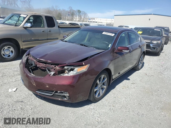 2012 Acura TL Tech Auto with VIN 19UUA8F52CA016622, listed as a Copart auction lot 49491415 with 124,605 mi miles and Salvage Title. Bid and sale history available at carsss.com. Image 1.