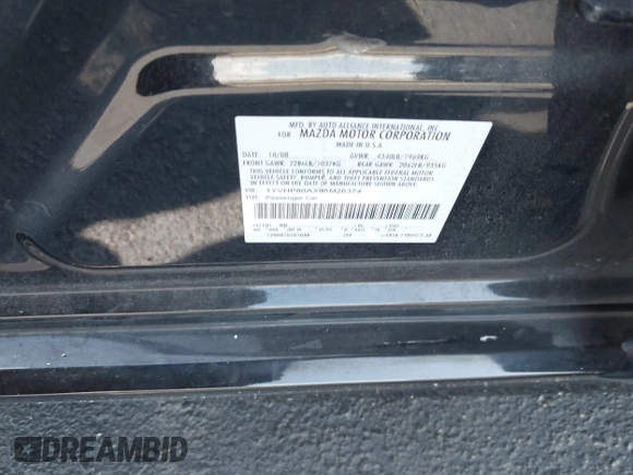 2009 Mazda 6 with VIN 1YVHP80AX95M26374, listed as a IAAI auction lot 42238072 with 158,462 mi miles and . Bid and sale history available at DreamBid. Image 9.