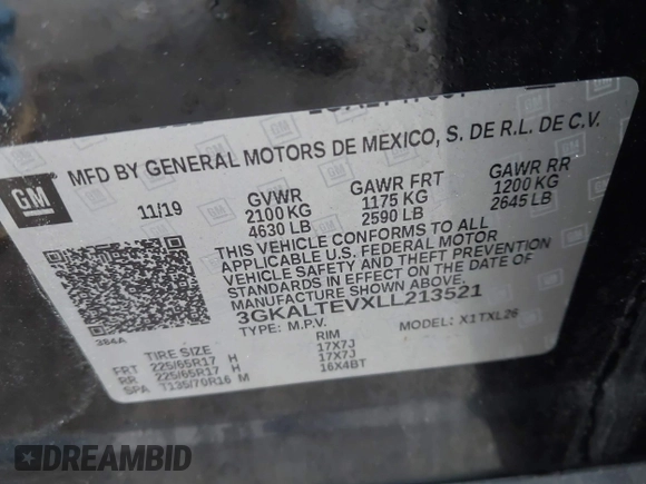 2020 GMC Terrain SLE with VIN 3GKALTEVXLL213521, listed as a IAAI auction lot 41889256 with 75,368 mi miles and . Bid and sale history available at DreamBid. Image 9.