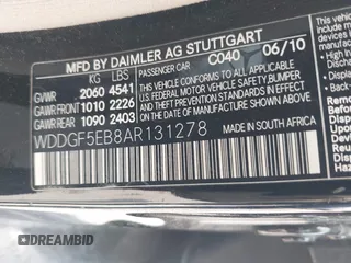 2010 Mercedes-Benz C 300 Sport with VIN WDDGF5EB8AR131278, listed as a IAAI auction lot 42435283 with 238,055 mi miles and . Bid and sale history available at DreamBid. Image 9.