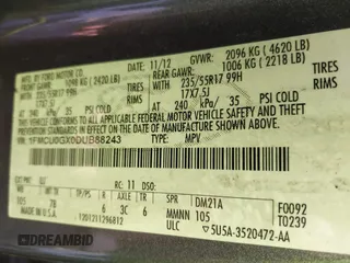 2013 Ford Escape SE с VIN 1FMCU0GX0DUB88243, выставлен на аукционе IAAI как лот 29672383 с пробегом Не указан миль и . История ставок и продаж доступна на DreamBid. Изображение 9.