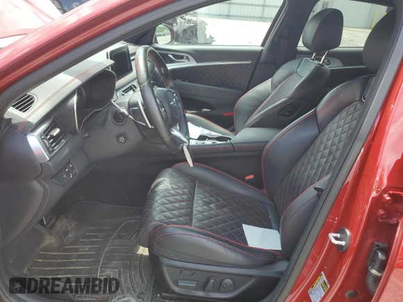 2019 Genesis G70 3.3T Advanced with VIN KMTG34LE3KU021961, listed as a Copart auction lot 65022834 with 45,498 mi miles and Salvage Title. Bid and sale history available at carsss.com. Image 7.