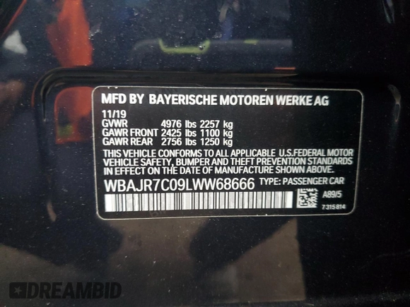 2020 BMW 5 Series 530i xDrive с VIN WBAJR7C09LWW68666, выставлен на аукционе Copart как лот 45686895 с пробегом 38 332 миль миль и Списание • Salvage title. История ставок и продаж доступна на DreamBid. Изображение 12.