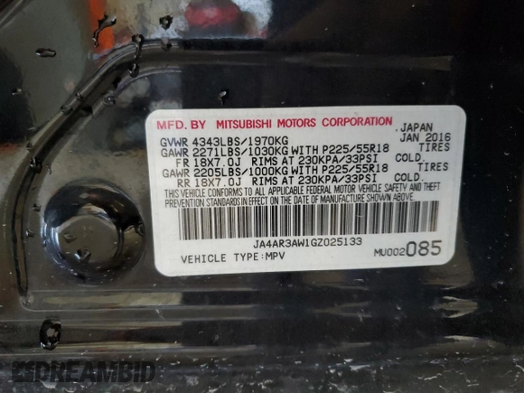 2016 Mitsubishi Outlander Sport 2.4 ES with VIN JA4AR3AW1GZ025133, listed as a Copart auction lot 50920035 with 116,913 mi miles and Non Repairable. Bid and sale history available at carsss.com. Image 14.
