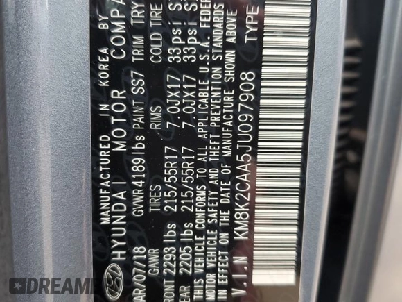 2018 Hyundai Kona SEL with VIN KM8K2CAA5JU097908, listed as a Copart auction lot 83479004 with 64,686 mi miles and Salvage Title. Bid and sale history available at carsss.com. Image 13.