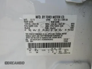 2013 Ford Edge Limited with VIN 2FMDK4KC3DBB58262, listed as a Copart auction lot 52148045 with 61,457 mi miles and Salvage Title. Bid and sale history available at carsss.com. Image 13.