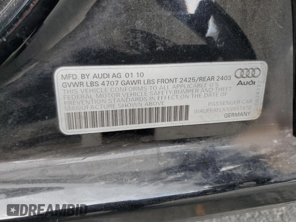 2010 Audi A4 Premium Plus z VIN WAUEFAFLXAN047470, wystawiony jako Copart lot #58994225 z przebiegiem 155 851 mil mil oraz Szkoda całkowita • Salvage title. Historia ofert i sprzedaży dostępna na DreamBid. Obrazek 12.
