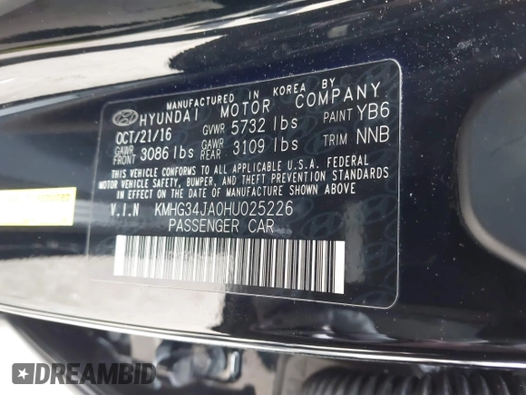 2017 Genesis G90 Premium with VIN KMHG34JA0HU025226, listed as a IAAI auction lot 41609402 with 61,230 mi miles and . Bid and sale history available at DreamBid. Image 9.