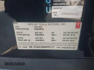 2013 Tesla Model S with VIN 5YJSA1CN8DFP07177, listed as a IAAI auction lot 42127797 with 75,227 mi miles and . Bid and sale history available at DreamBid. Image 9.
