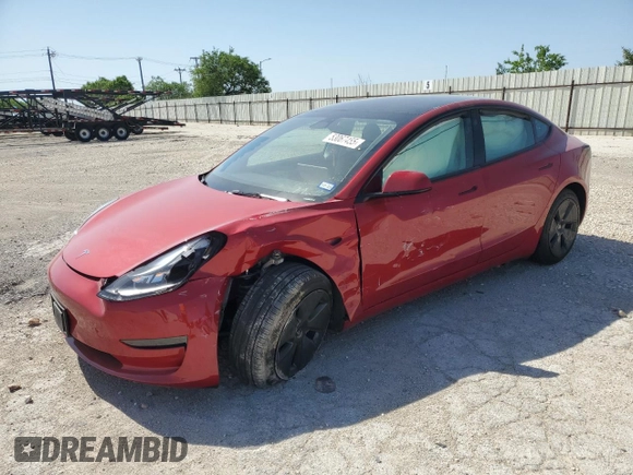 2023 Tesla Model 3 with VIN 5YJ3E1EA3PF698265, listed as a Copart auction lot 53067455 with 12,192 mi miles and Salvage title. Bid and sale history available at DreamBid. Image 1.