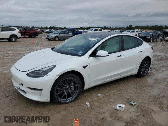 2022 Tesla Model 3 Long Range with VIN 5YJ3E1EB9NF167318, listed as a Copart auction lot 43235155 with 54,167 mi miles and Salvage Title. Bid and sale history available at carsss.com. Image 1.