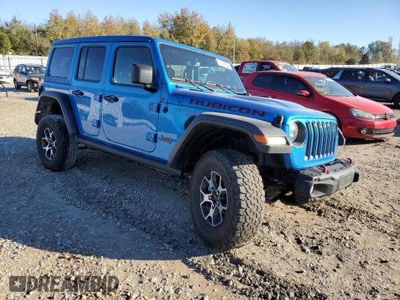 2022 Jeep Wrangler Unlimited Rubicon with VIN 1C4HJXFG5NW217688, listed as a Copart auction lot 81182824 with 63,102 mi miles and Salvage title. Bid and sale history available at DreamBid. Image 4.