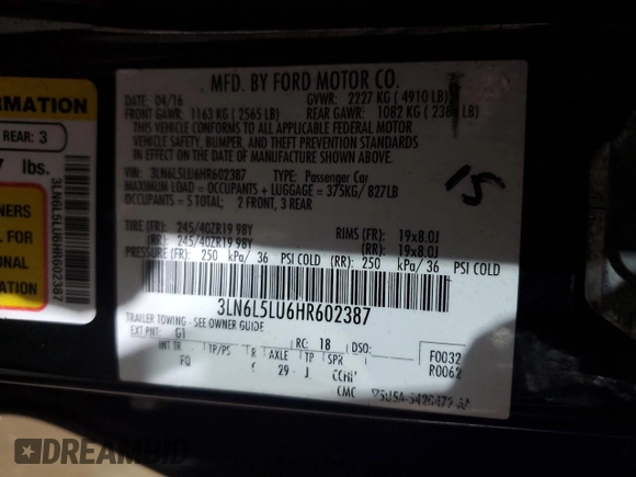 2017 Lincoln MKZ Hybrid Select with VIN 3LN6L5LU6HR602387, listed as a Copart auction lot 42251965 with 181,349 mi miles and Salvage Title. Bid and sale history available at DreamBid. Image 12.