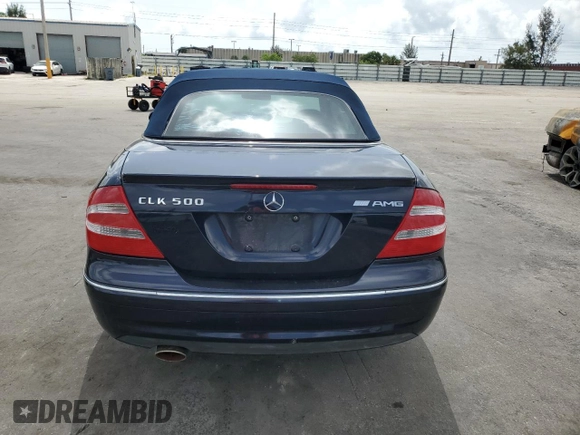 2005 Mercedes-Benz CLK 500 with VIN WDBTK75G65T040674, listed as a Copart auction lot 59931775 with 672 mi miles and Clean title. Bid and sale history available at DreamBid. Image 6.